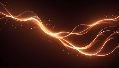 Poster - Abstract image of glowing orange lines, creating a sense of energy and movement. The lines are delicate and flowing, creating a sense of fluidity and grace. The background is dark with small sparkling