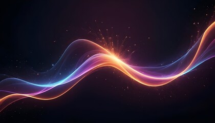 Wall Mural - Abstract image of glowing, colorful waves on a black background.