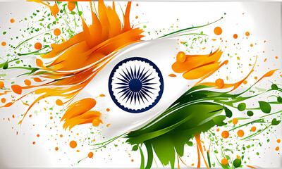 Canvas Print - abstract artistic design of saffron, white and green colors representing Indian national flag in white background, graphic design illustration wallpaper 