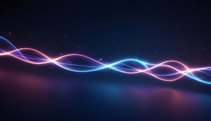 Poster - Abstract image of glowing, pink and blue waves on a dark background.