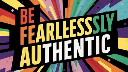 Be Fearlessly Authentic colorful background and text (T-shirt Design Motivational Quote, Illustration ,Typography)