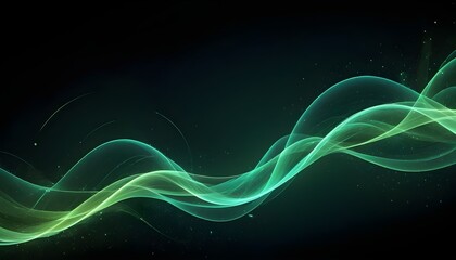 Poster - Abstract image of glowing green lines forming waves against a black background.