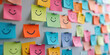 © Lila Patel - Positive Thinking: A colorful collection of motivational quotes and inspirational sticky notes adorn a plain, white wall.