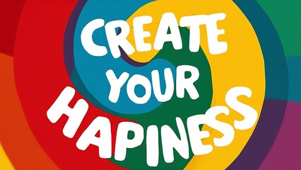 Create Your Happiness colorful background and text (T-shirt Design Motivational Quote, Illustration ,Typography)