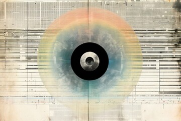 Poster - Vinyl record and eye landscapes backgrounds art technology.