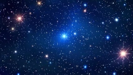 night starry skies with twinkling stars motion background , looping seamless space backdrop with bli