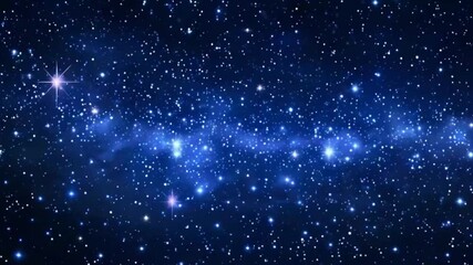 night starry skies with twinkling stars motion background , looping seamless space backdrop with bli