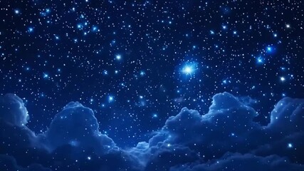 Wall Mural - Night starry skies with twinkling stars motion background , Looping seamless space backdrop with blinking star in the night sky