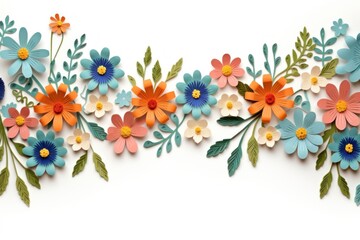 Wall Mural - Wild flower floral border backgrounds pattern plant.