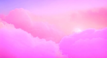 Wall Mural - Magical pink pastel clouds moving in the wind Sunset colorful landscape Abstract pink clouds close up video footage Fantasy sunrise sunlight design 4k animation