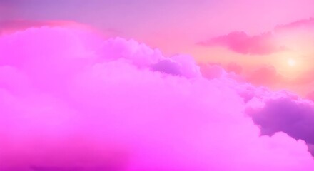 Sticker - Magical pink pastel clouds moving in the wind Sunset colorful landscape Abstract pink clouds close up video footage Fantasy sunrise sunlight design 4k animation