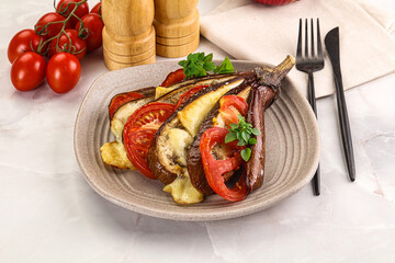 Canvas Print - Baked tomato with mozzarella and tomato