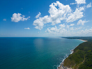 Wall Mural - amazing coastline aerial view in cloudy summer day