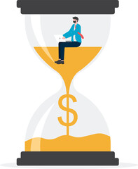 Wall Mural - Businessman working in hourglass, vector illustration business character design,

