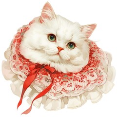 Sticker - Adorable cat with lace collar