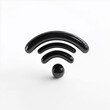 © Florian - A sleek black 3D Wi-Fi symbol isolated on a plain white background, representing wireless connectivity and internet access