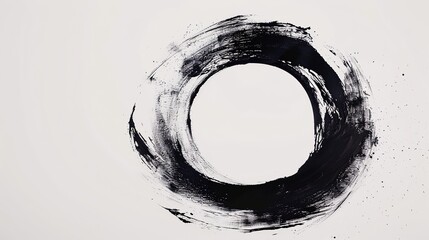 Sticker - Japanese Enso zen circle made with black ink, on white background