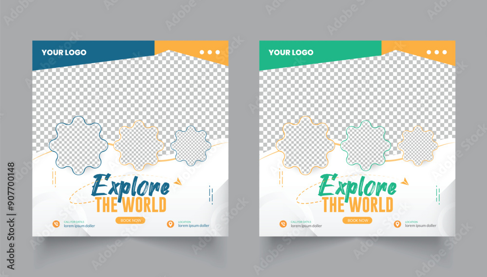 Travel Social Media Post Template design , Travel agency web, social ...