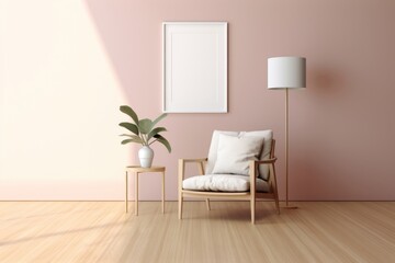 Canvas Print - Minimal frame furniture chair lamp.