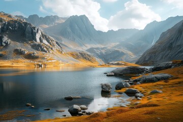 Poster - Mountain landscape mountain lake wilderness.