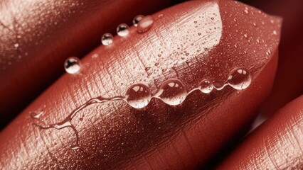 Canvas Print - A close up of a lipstick with water droplets on it, AI