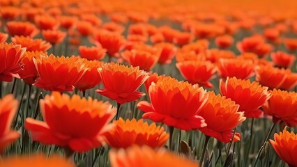 Wall Mural - several rows of tulips in a field with an insect on the stem and the leaves