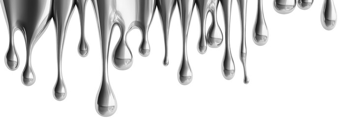 Wall Mural - silver metal liquid drips