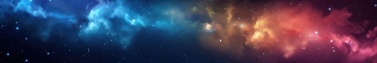 Wall Mural - Vibrant colorful night sky, stars and clouds. Banner.