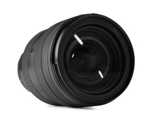 Canvas Print - Camera lens isolated on white. Photographer's equipment