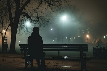 Sticker - loneliness man on a bench