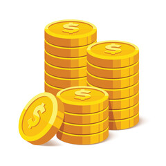 Wall Mural - heap of gold coins with us dollar currency sign vector illustration isolated on white background. mo