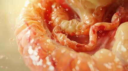 A close up of a stomach with red and white spots