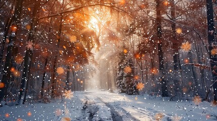 Wall Mural - Magic Winter snowfall