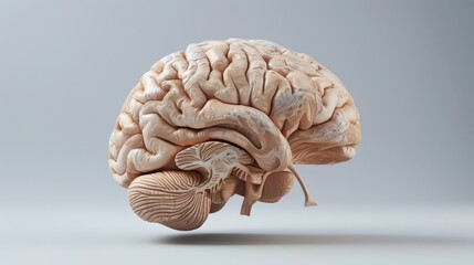 Canvas Print - A brain is shown in a 3D image, with a grayish color