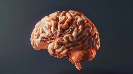 Wall Mural - A brain with a red and brown color