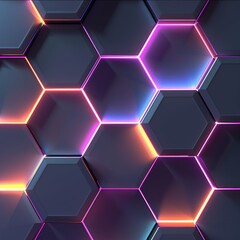 Canvas Print - Abstract Background of 3D Hexagonal Shapes in Dark Background