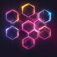 Poster - Abstract Background of 3D Hexagonal Shapes in Dark Background