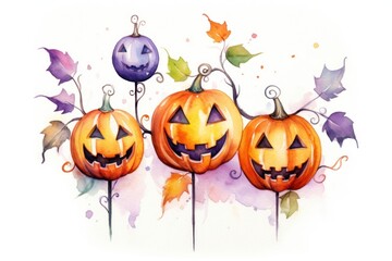 Wall Mural - Cute halloween anthropomorphic jack-o'-lantern representation.