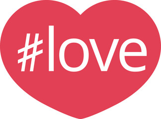 Wall Mural - Love tag. Social media hashtag in red heart