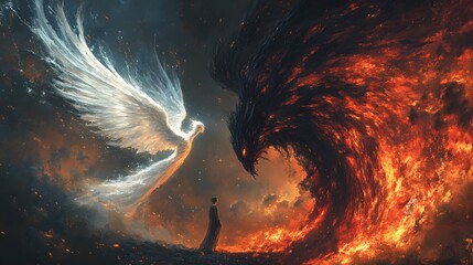 Poster - Angel and Demon Facing Off.