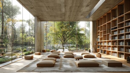 Sticker - Modern Minimalist Interior Design with Nature Views