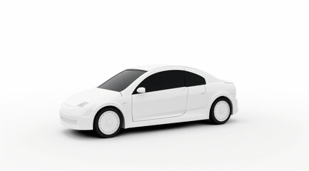 Wall Mural - A white car is parked on a white background