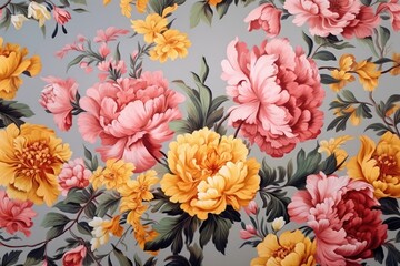 Wall Mural - Vintage flowers painting backgrounds wallpaper.