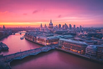 Wall Mural - Aerial view on Blackfriars bridge and city of London