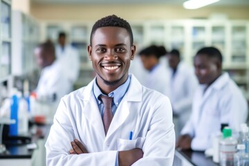 Poster - Smiling black people student laboratory scientist adult.