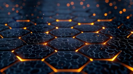 Poster - A black and orange hexagonal pattern with a lot of texture