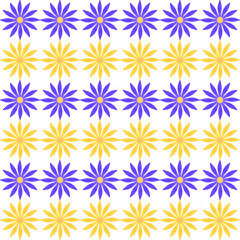 Wall Mural - seamless pattern: blue and yellow flowers against white background