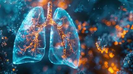 Wall Mural - A blue and orange lung with a stem