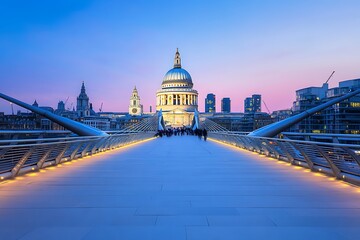 Wall Mural - Millennium bridge and dome of St. Paul's Cathedral in London