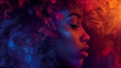 © Collorio - Woman's profile immersed in cosmic smoke, showcasing a blend of vibrant colors and ethereal atmosphere. Concept of imagination, creativity, and mysticism.